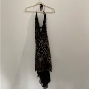 Marciano halter leopard print high low dress
